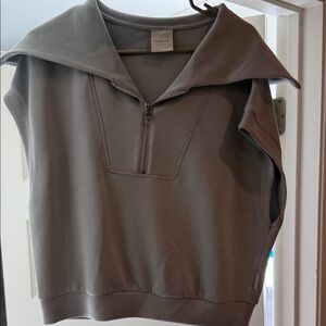 Varley Charcoal Sleeveless Zip-Up Top